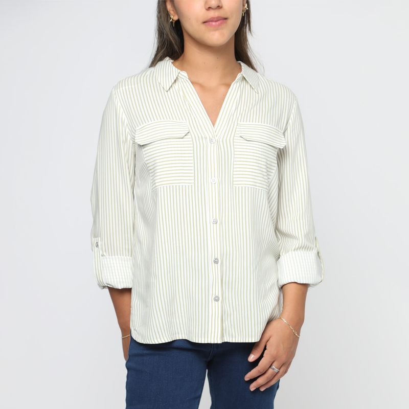 ELLE - Blusa Manga Larga Casual Mujer Elle