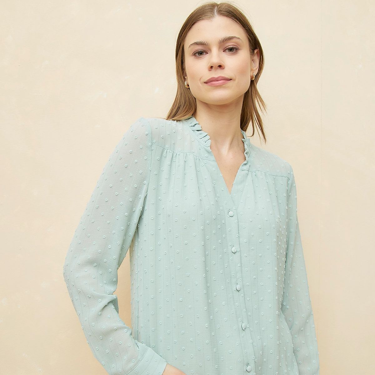 ELLE - Blusa Manga Larga Casual Elle