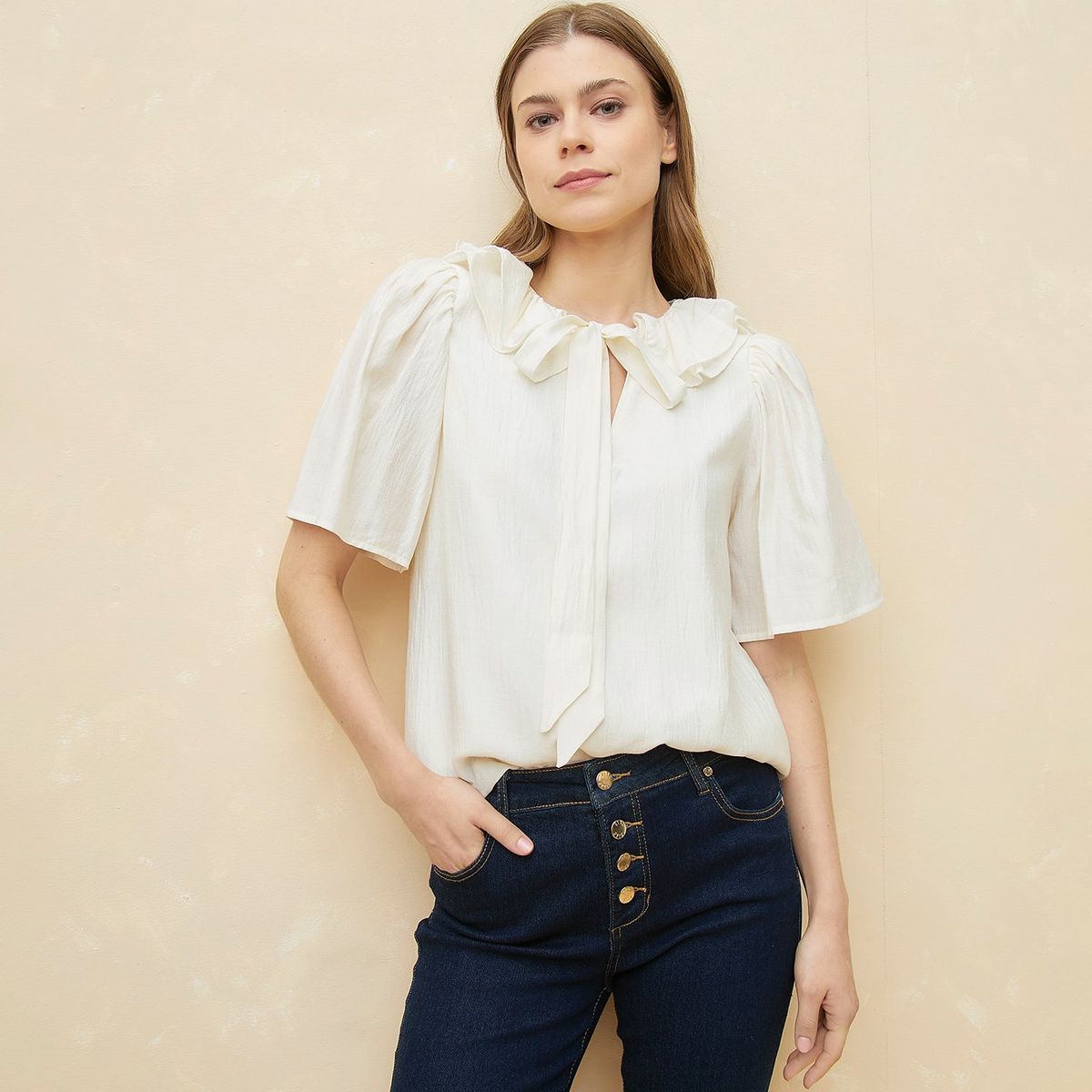 ELLE - Blusa Manga Corta Casual Mujer Elle