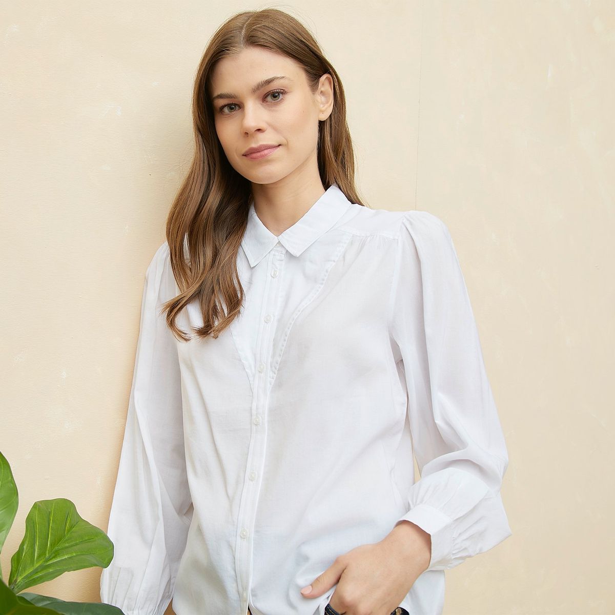 ELLE - Blusa Manga Larga 100% Algodón Mujer Elle