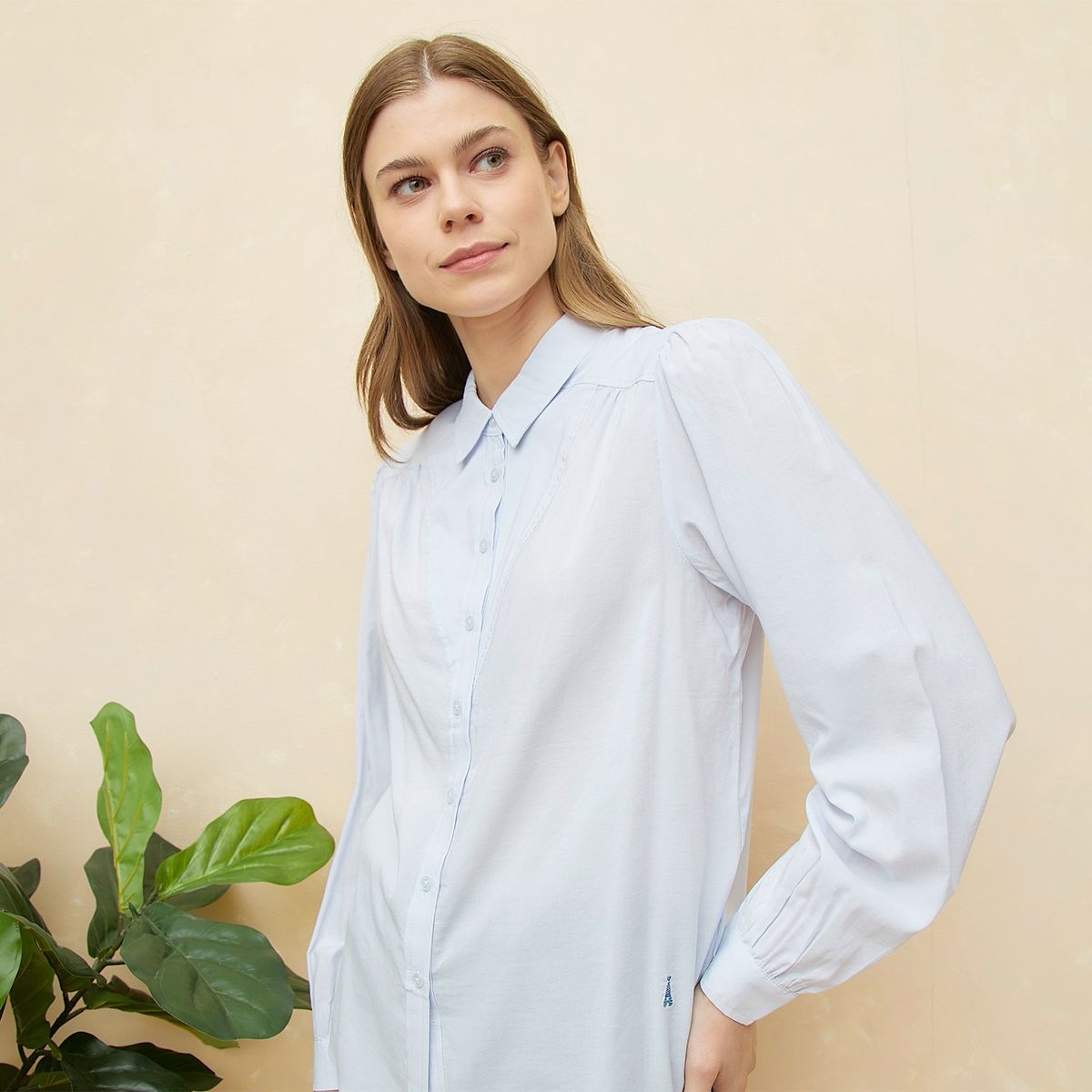 ELLE - Blusa Manga Larga 100% Algodón Mujer Elle