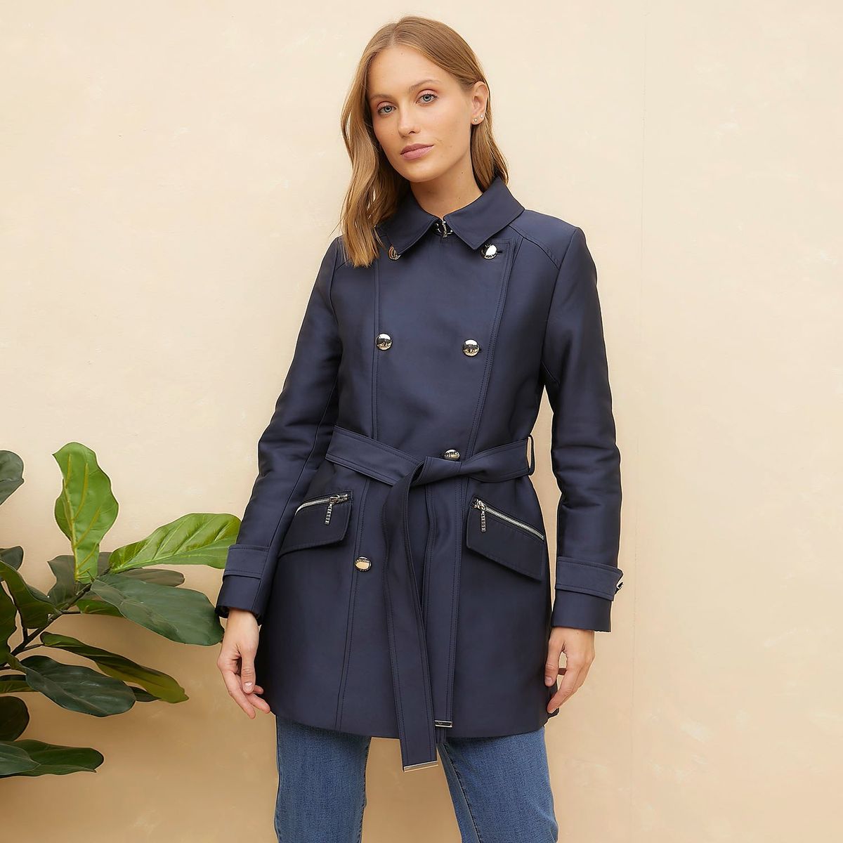 ELLE - Abrigo Casual Mujer Elle