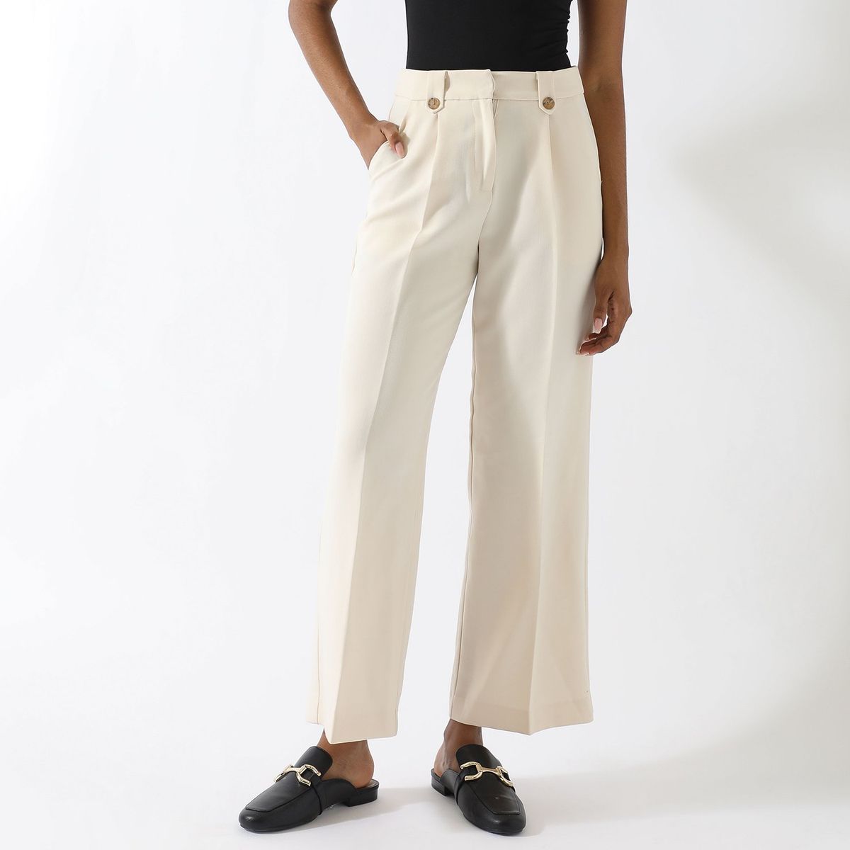 ELLE - Pantalón Wide Casual Mujer Elle