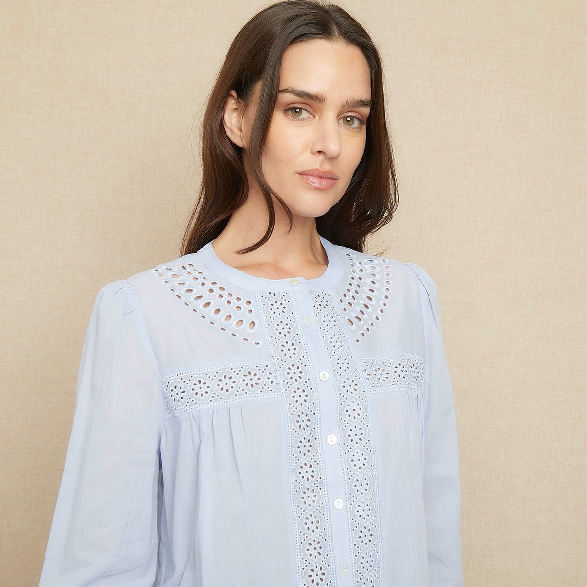 UNIVERSITY CLUB - Blusa Manga Larga Algodón Diseño Liso University Club Mujer