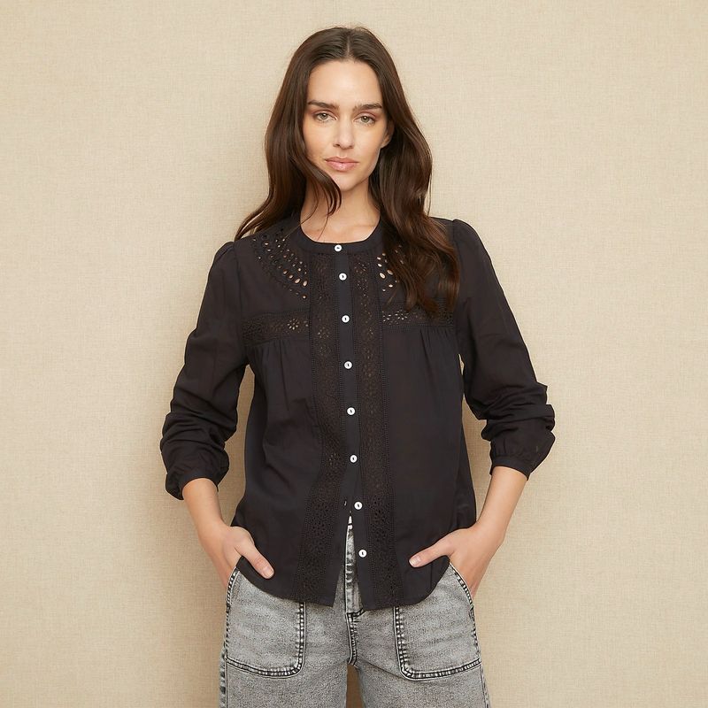 UNIVERSITY CLUB - Blusa Manga Larga Algodón Diseño Liso University Club Mujer