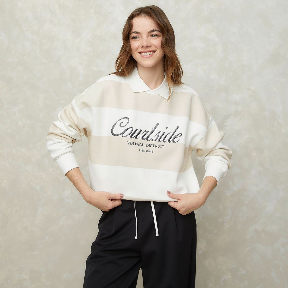 SYBILLA - Polera Sybilla Mujer Manga Larga Algodón Liso