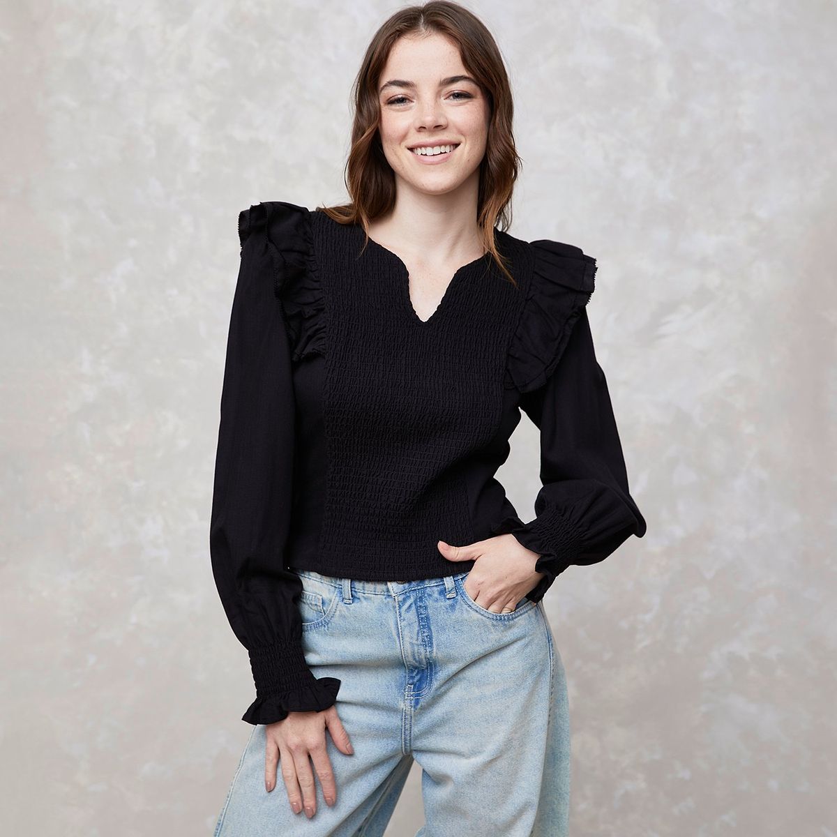 SYBILLA - Blusa Manga Larga Casual Mujer Sybilla