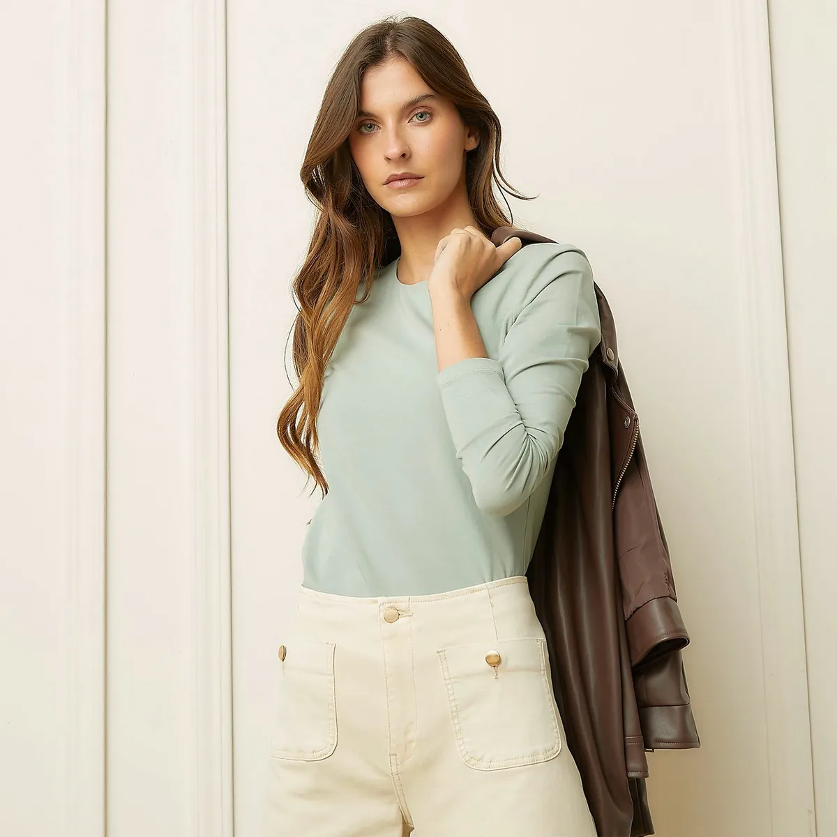 BASEMENT - Polo Manga Larga Algodón Mujer Basement