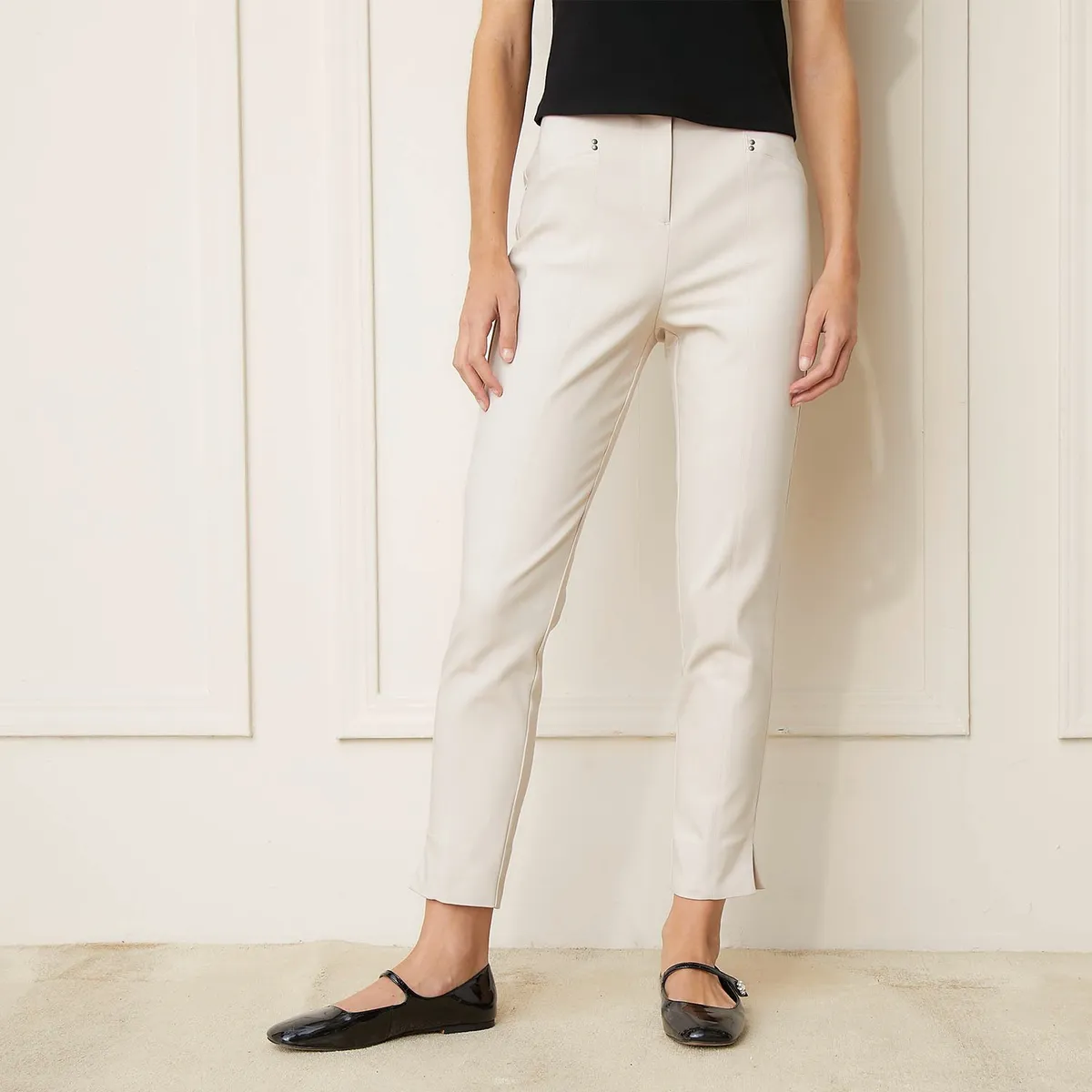 BASEMENT - Pantalon Straight Tiro Alto Mujer Basement