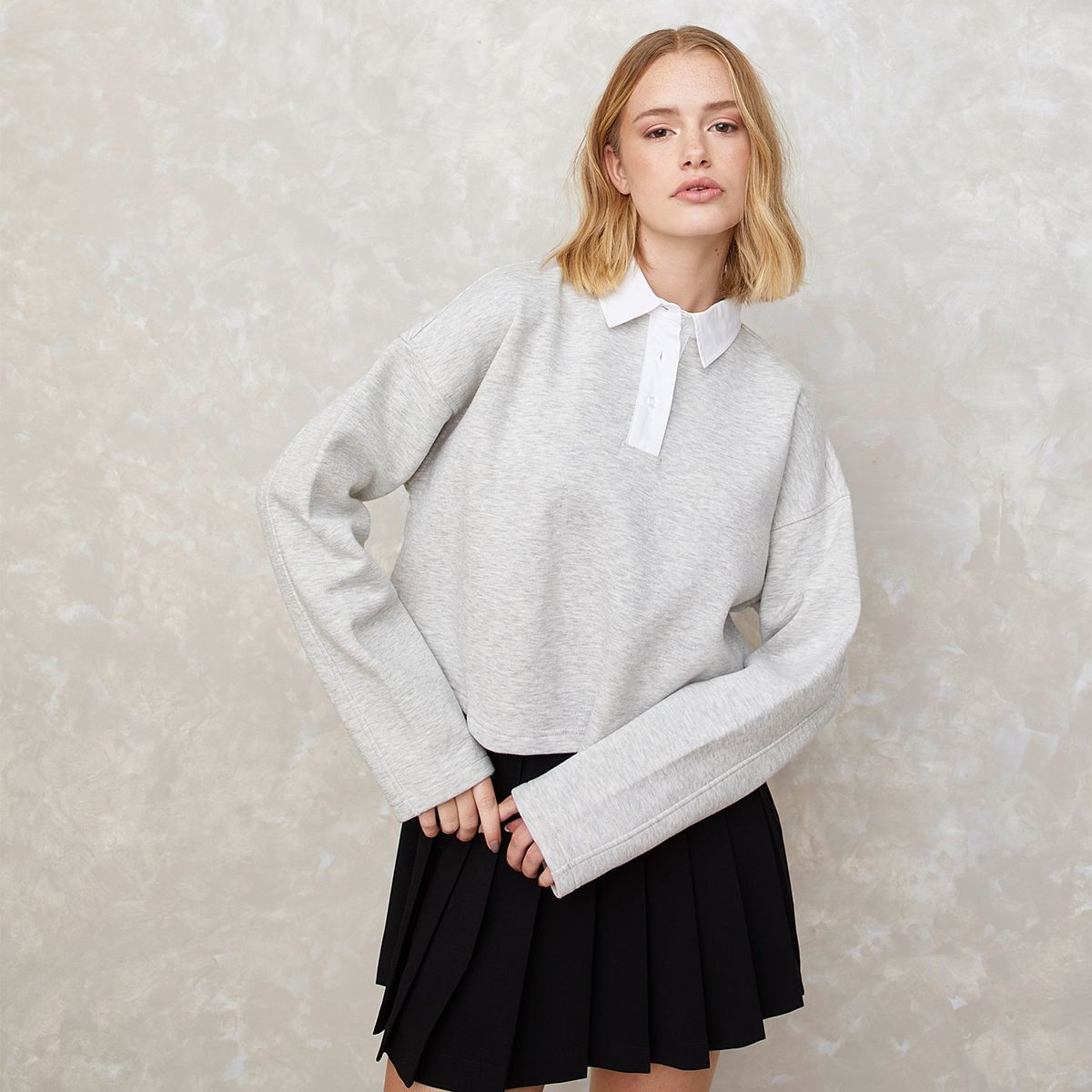 SYBILLA - Polera Sybilla Algodón Manga Larga Mujer Diseño Liso