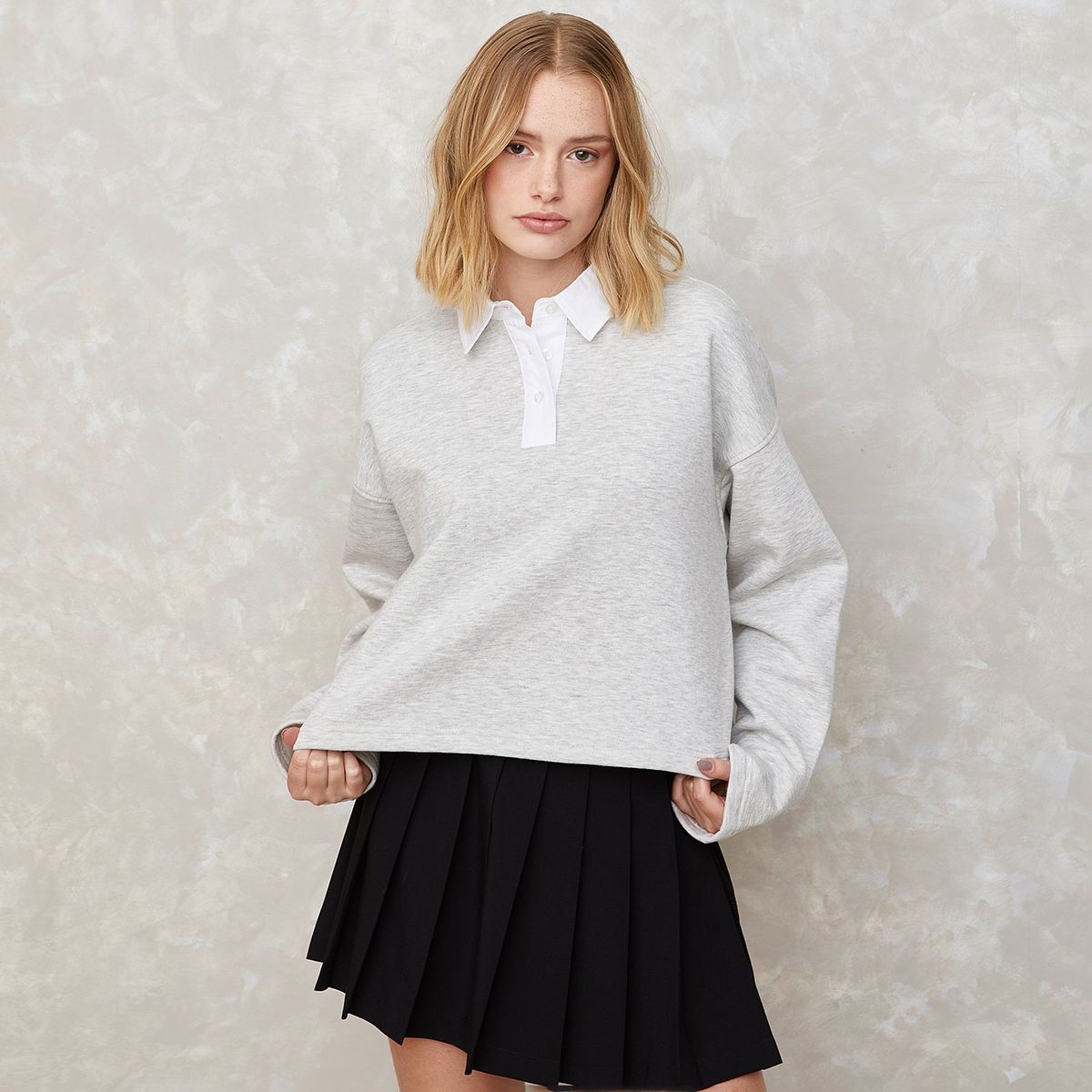 SYBILLA - Polera Sybilla Algodón Manga Larga Mujer Diseño Liso