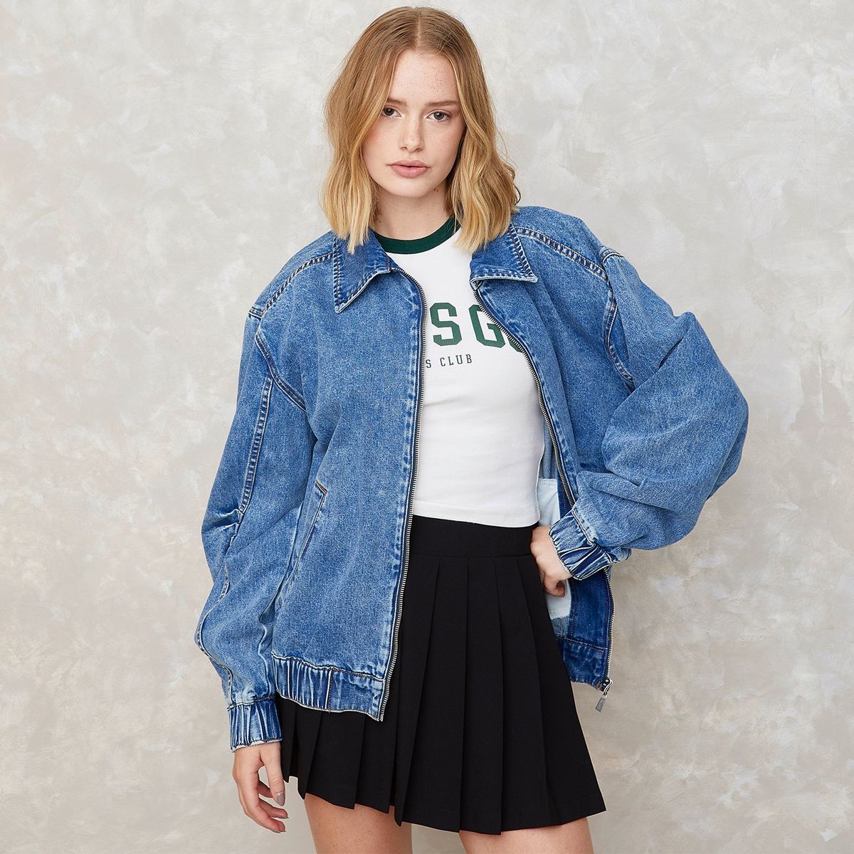 SYBILLA - Casaca Jeans Sybilla Algodón Manga Larga Mujer Azul