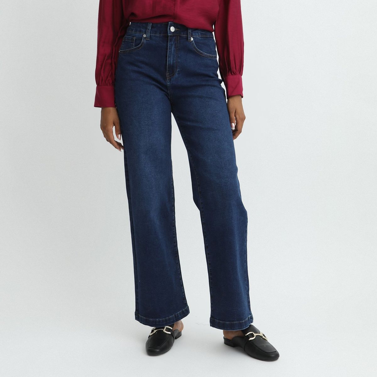 UNIVERSITY CLUB - Jean Wide Leg Tiro Alto Mujer University Club