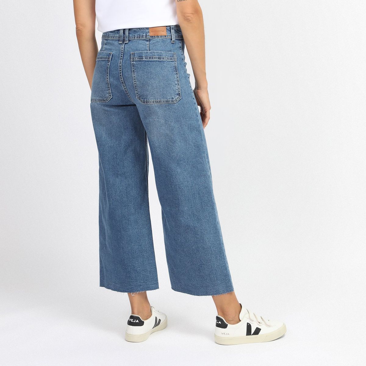BASEMENT - Jeans Culotte Tiro Medio Basement Mujer Algodón
