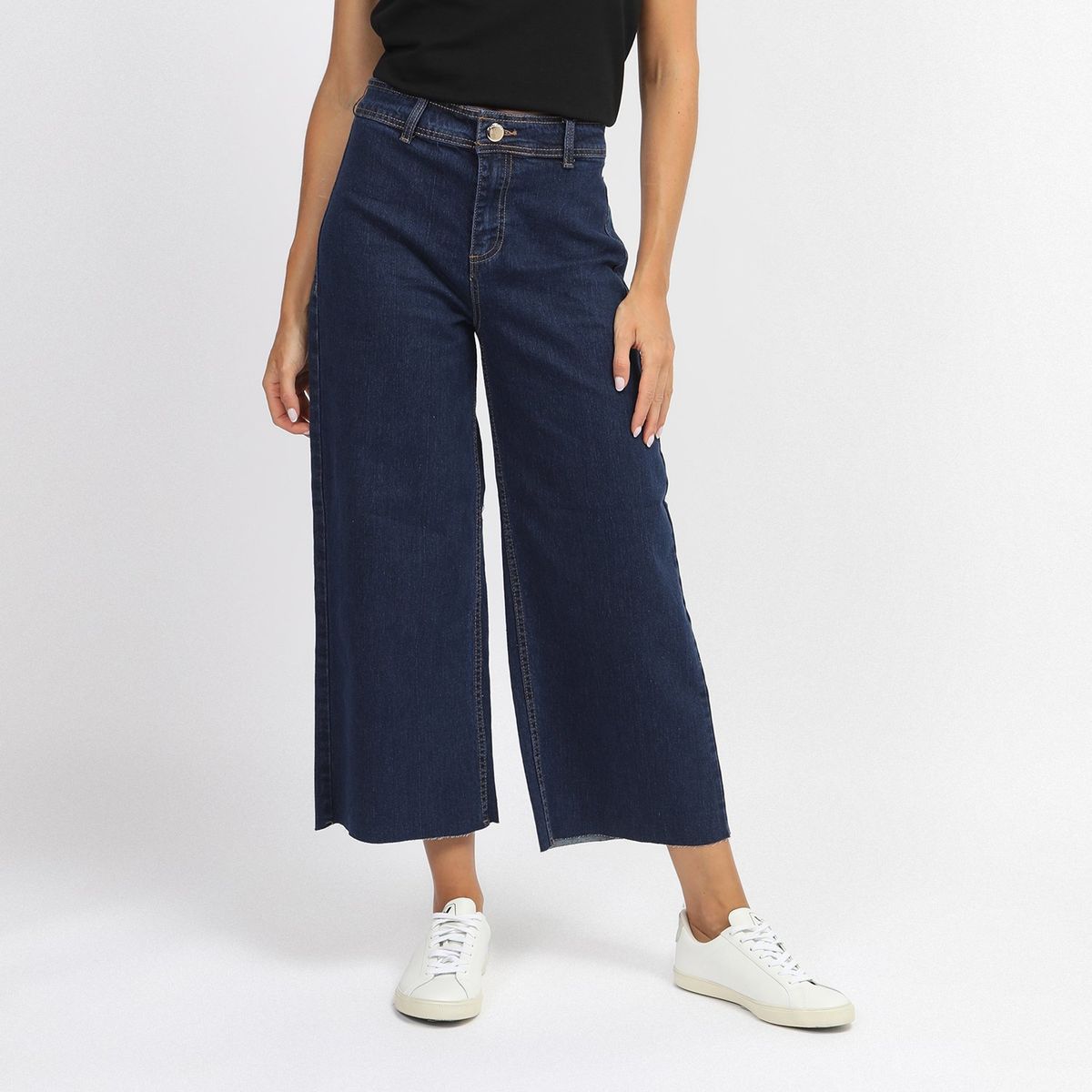 BASEMENT - Jeans Culotte Tiro Medio Basement Mujer Algodón