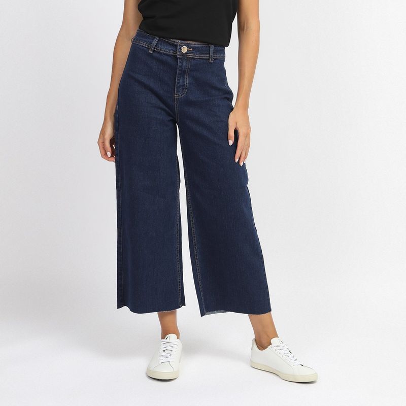 BASEMENT - Jeans Culotte Tiro Medio Basement Mujer Algodón