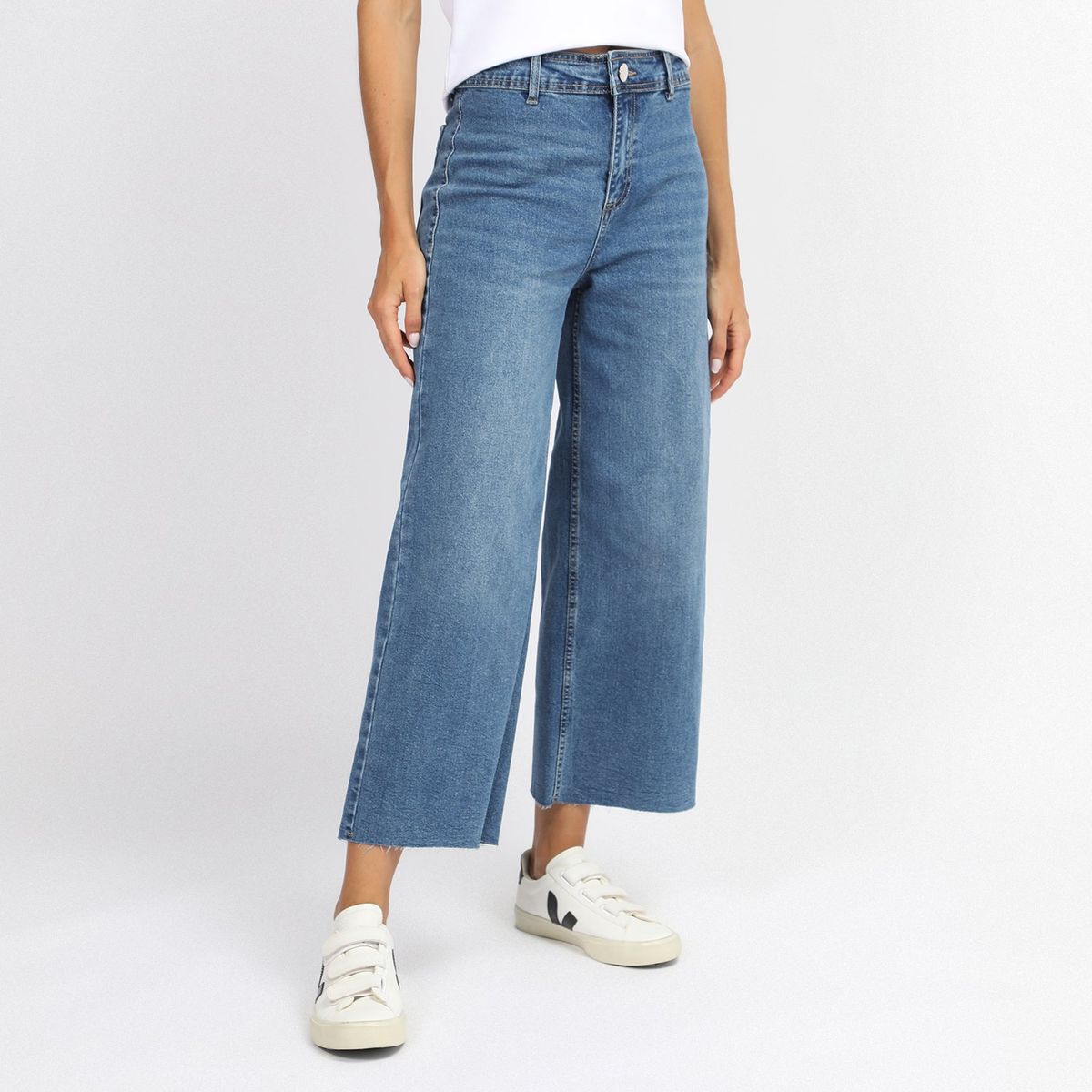 BASEMENT - Jeans Culotte Tiro Medio Basement Mujer Algodón