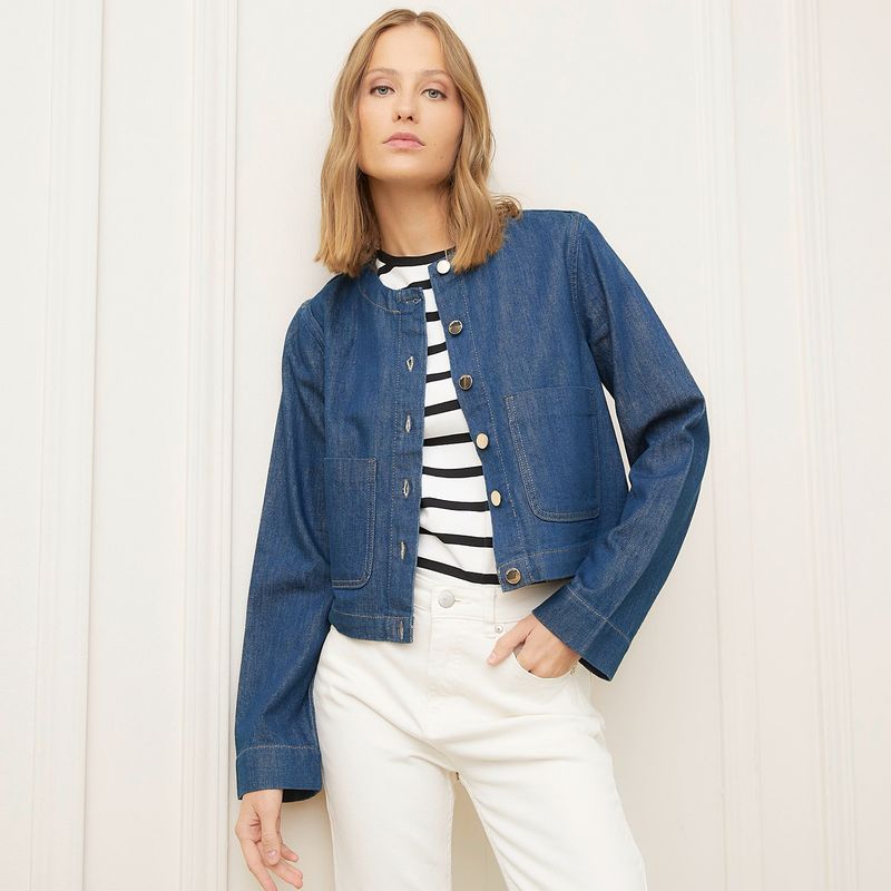 BASEMENT - Casaca Basement Algodón Manga Larga Mujer Diseño Liso