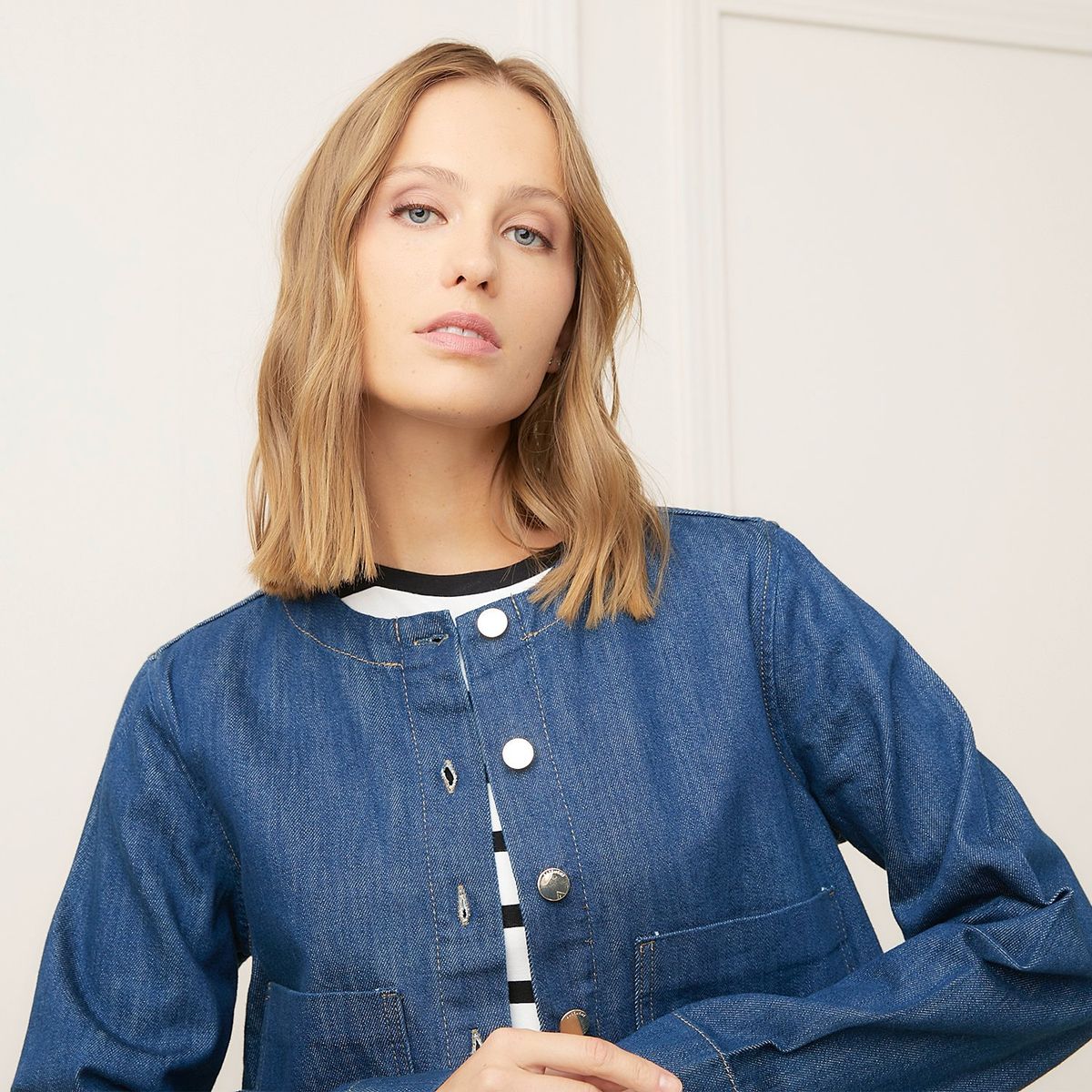 BASEMENT - Casaca Basement Algodón Manga Larga Mujer Diseño Liso