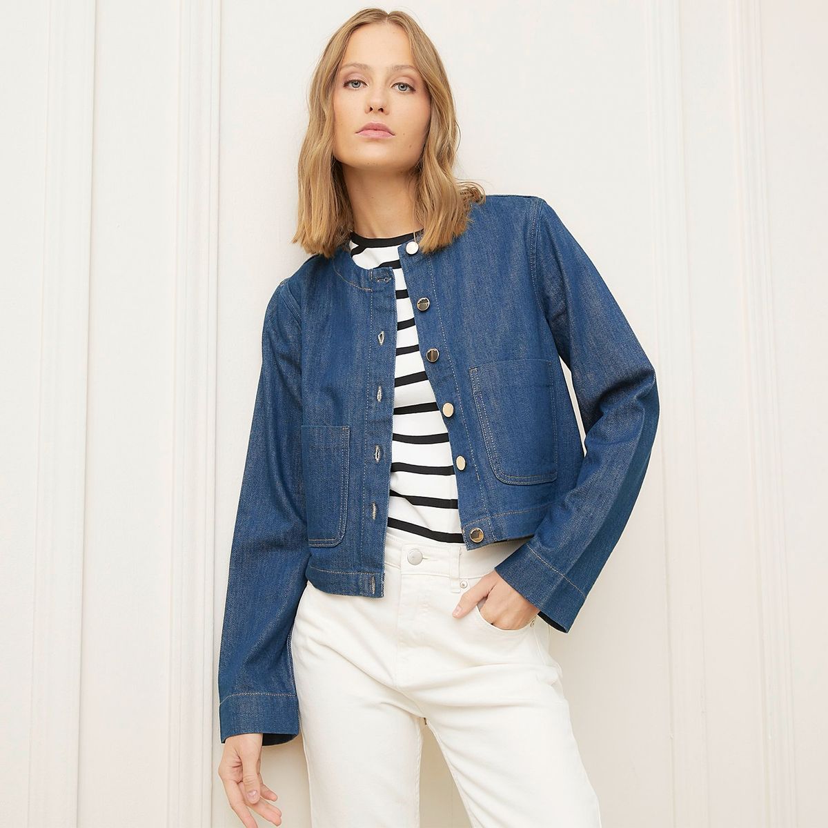 BASEMENT - Casaca Basement Algodón Manga Larga Mujer Diseño Liso