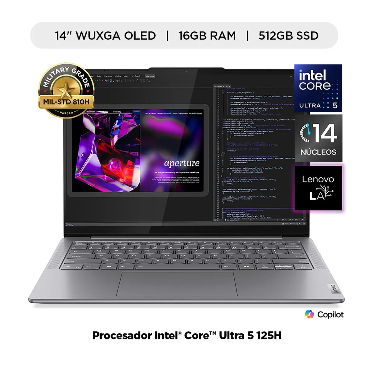 LENOVO - Laptop Lenovo Yoga Slim 7i Intel Core Ultra 5 16 GB RAM 512 GB SSD 14"