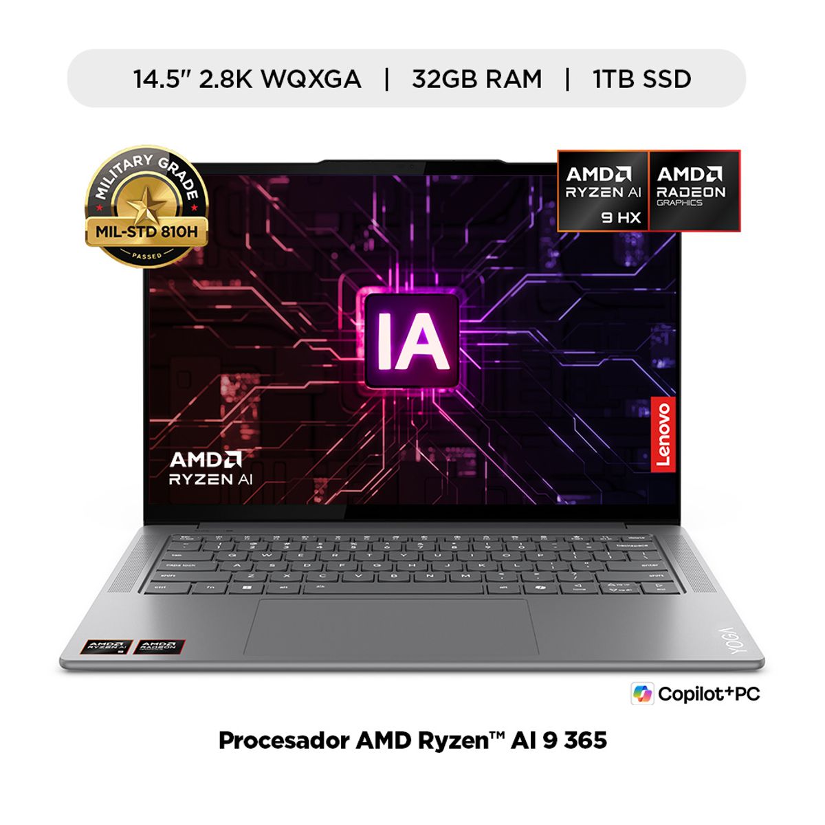 LENOVO - Laptop AMD Ryzen AI 9 32GB 1TB SSD Yoga Pro 7 14.5" OLED