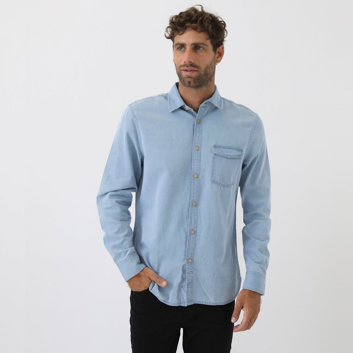 BASEMENT - Camisa Manga Larga Hombre Basement  