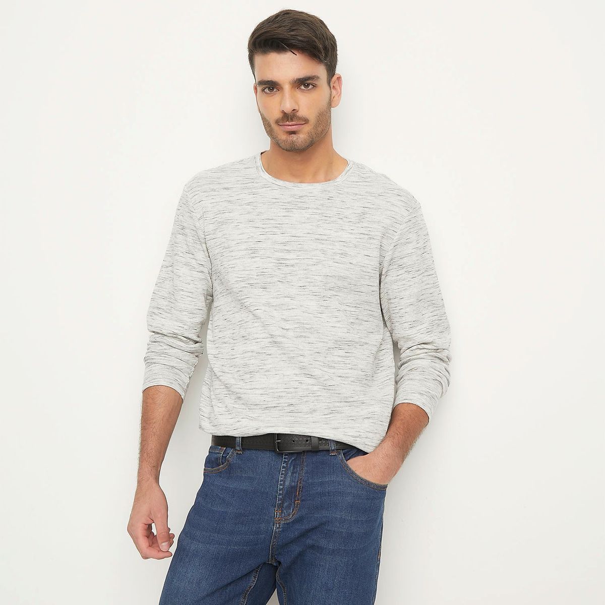 BASEMENT - Polo Manga Larga Casual Algodón Hombre Basement