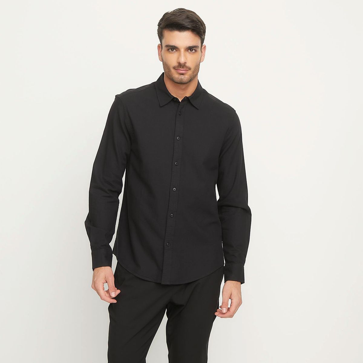 BASEMENT - Camisa Manga Larga Check Slim Fit Hombre Basement