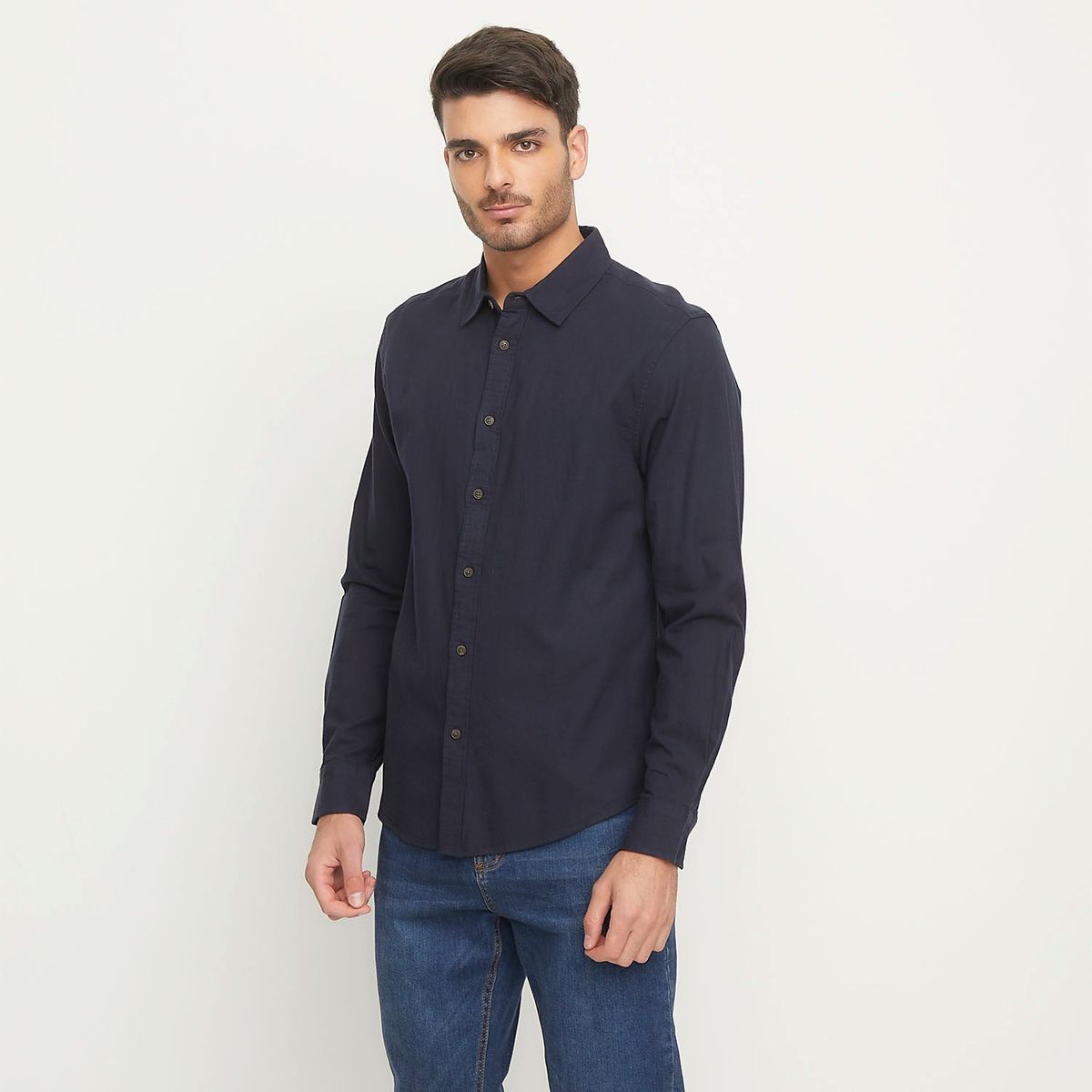 BASEMENT - Camisa Manga Larga Check Slim Fit Hombre Basement