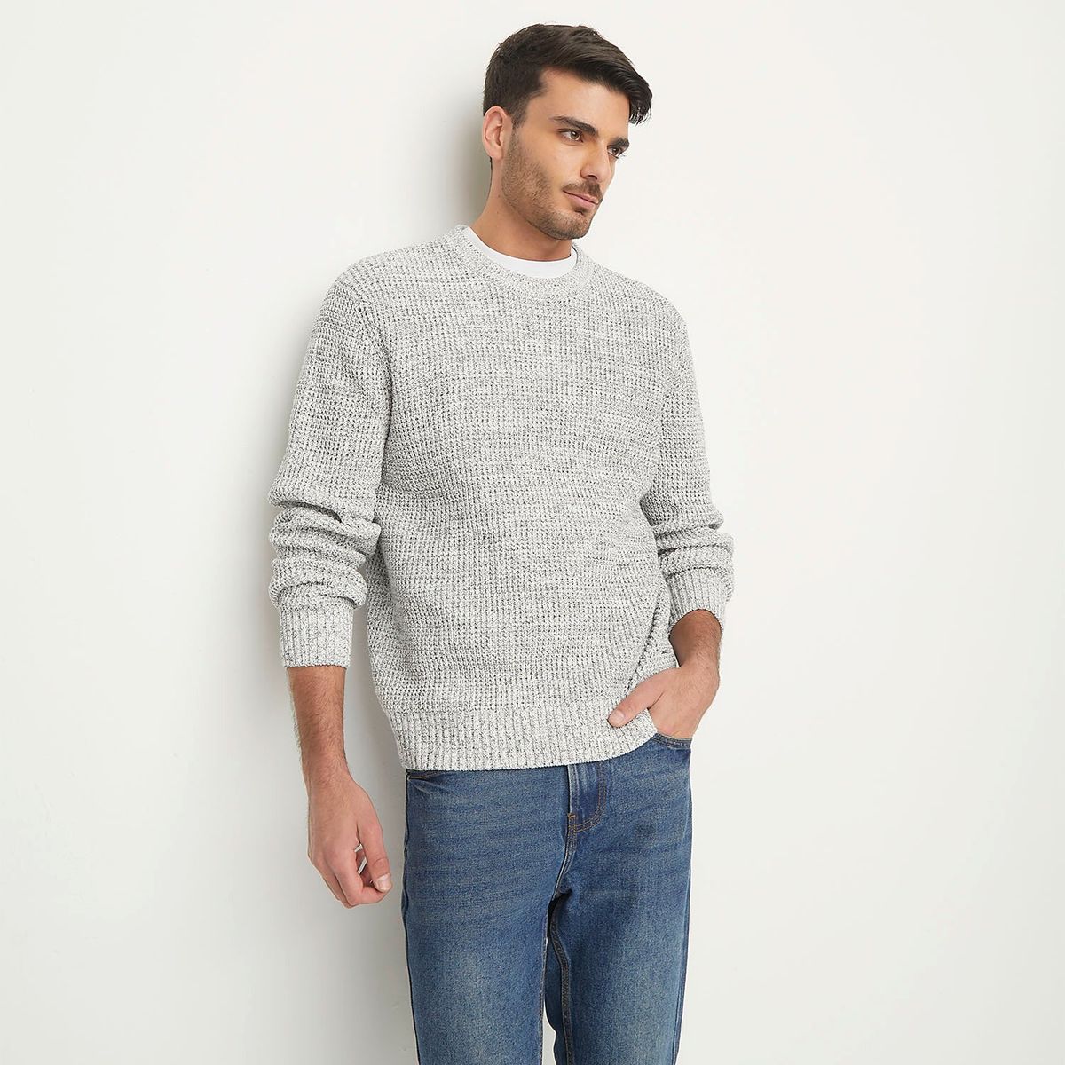 BASEMENT - Chompa Basement Manga Larga Algodón Hombre Cuello Redondo