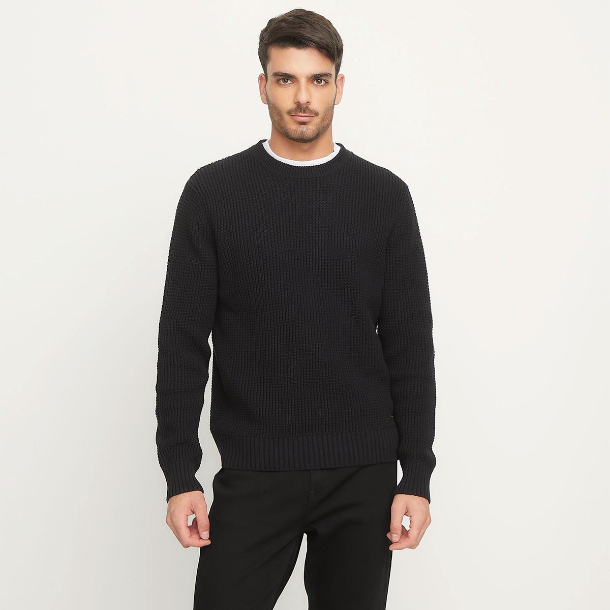 BASEMENT - Chompa Basement Manga Larga Algodón Hombre Cuello Redondo