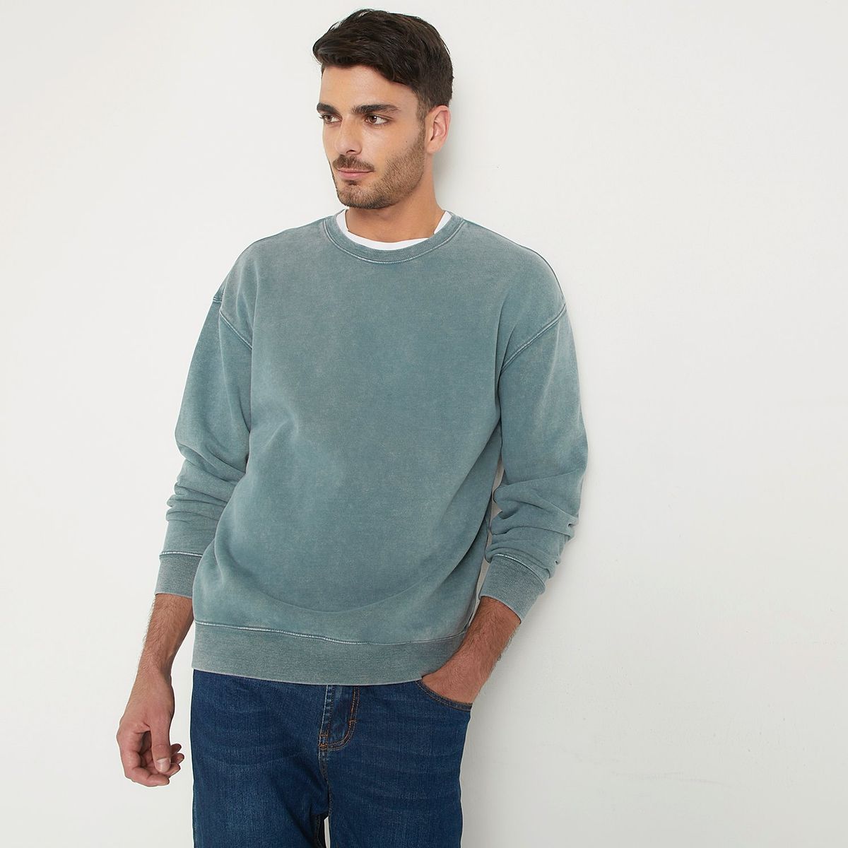 BASEMENT - Polera Basement Crew Neck Algodón Manga Larga Hombre