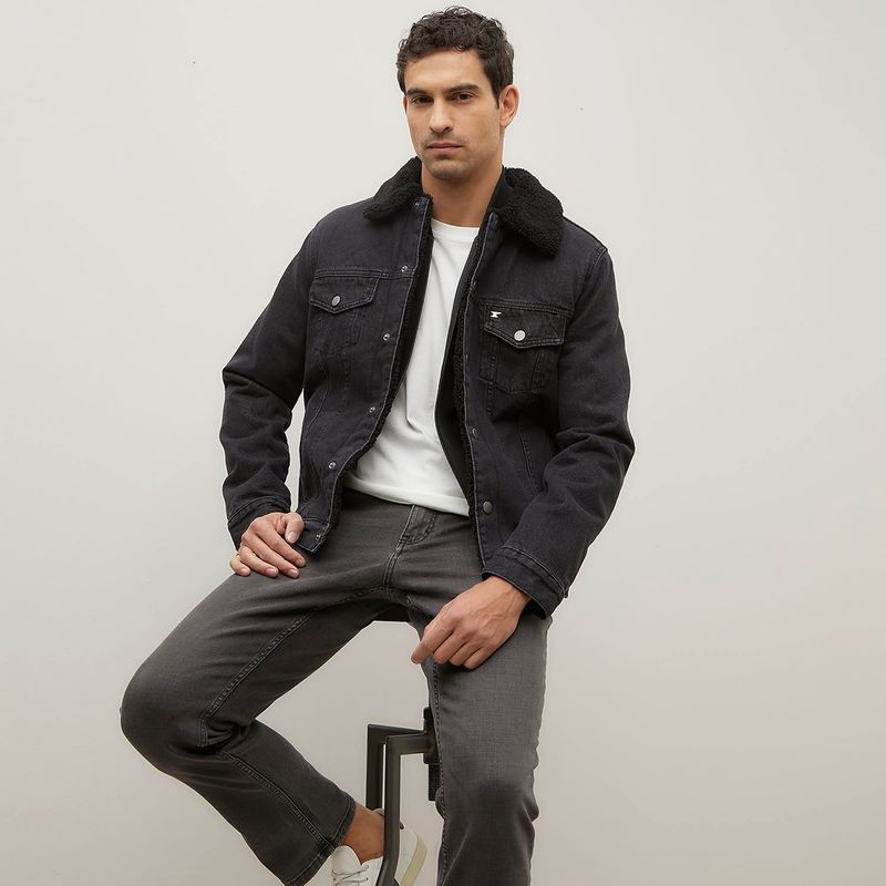 WOLF&HANK - Casaca Denim Wolf&Hank Algodón Hombre Cuello Shearling