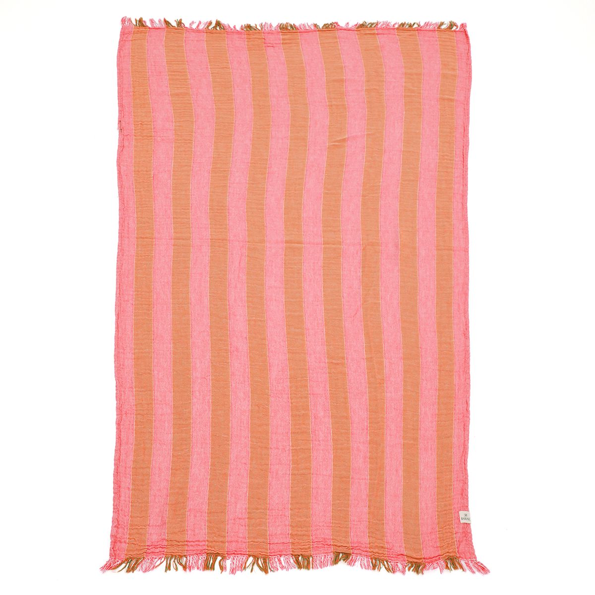 BARINE - Pareo Turco De Rayas Reversible Rosado Con Naranja 90x160cm