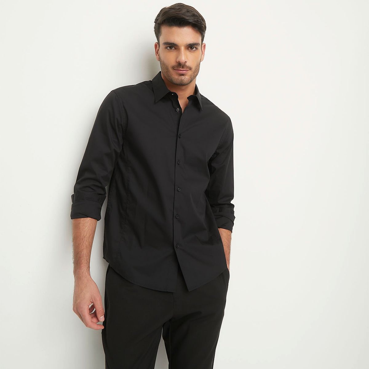 BASEMENT - Camisa Manga Larga Slim Fit Hombre Basement