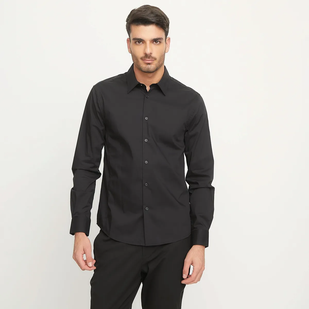 BASEMENT - Camisa Manga Larga Slim Fit Hombre Basement
