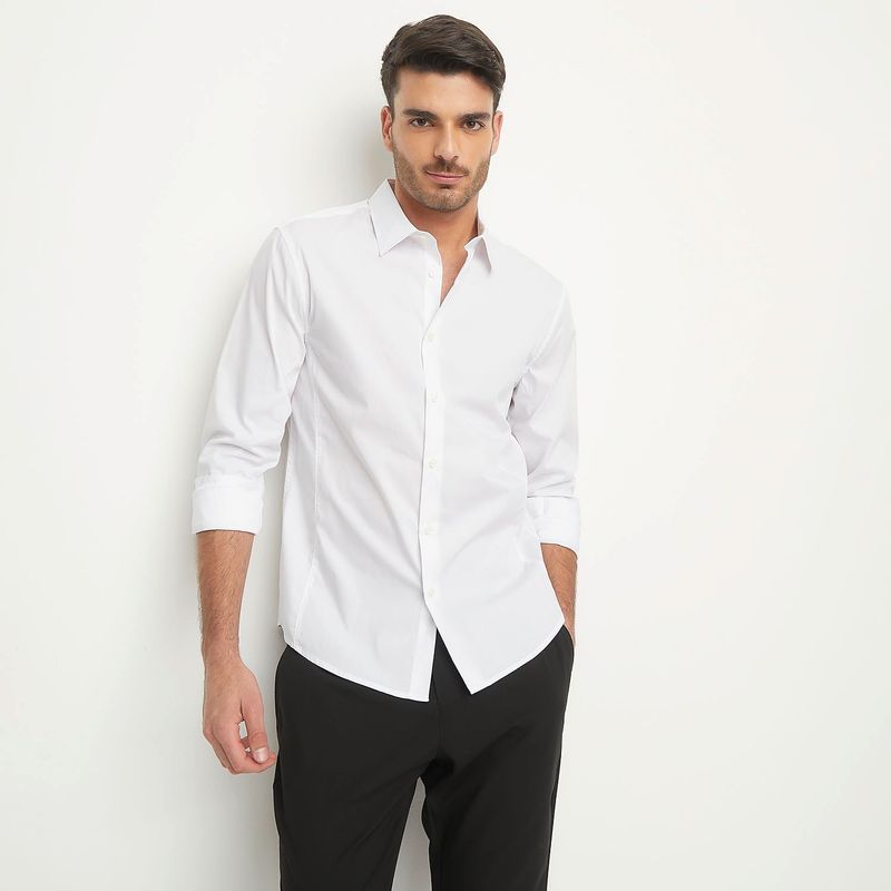 BASEMENT - Camisa Manga Larga Slim Fit Hombre Basement
