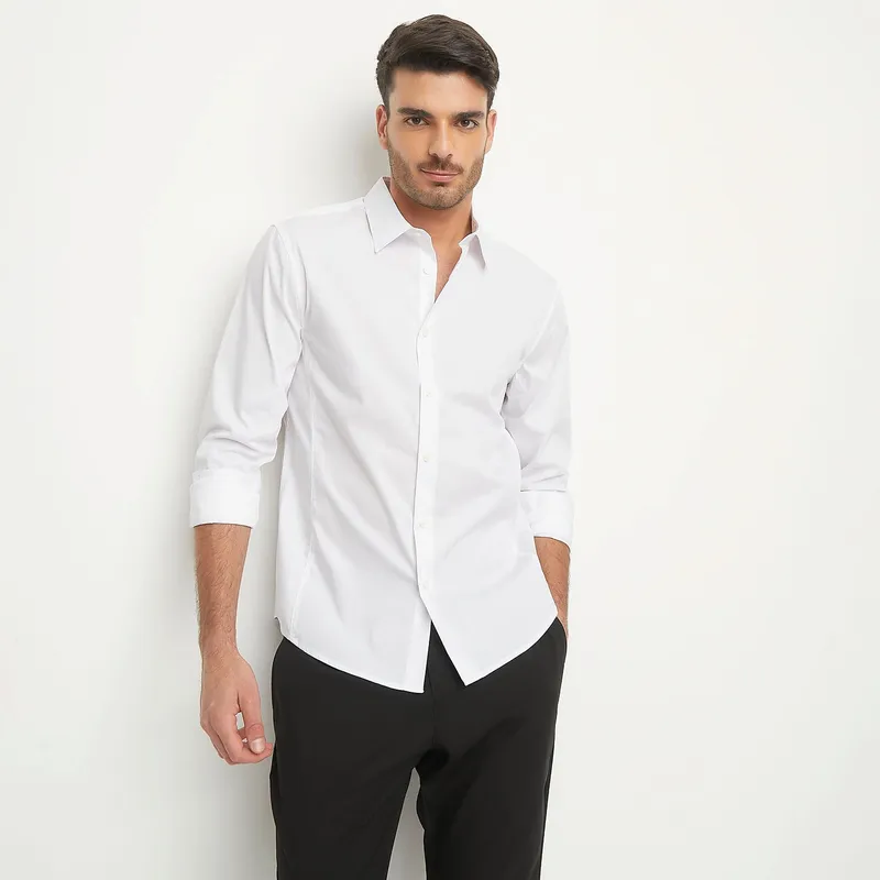 BASEMENT - Camisa Manga Larga Slim Fit Hombre Basement