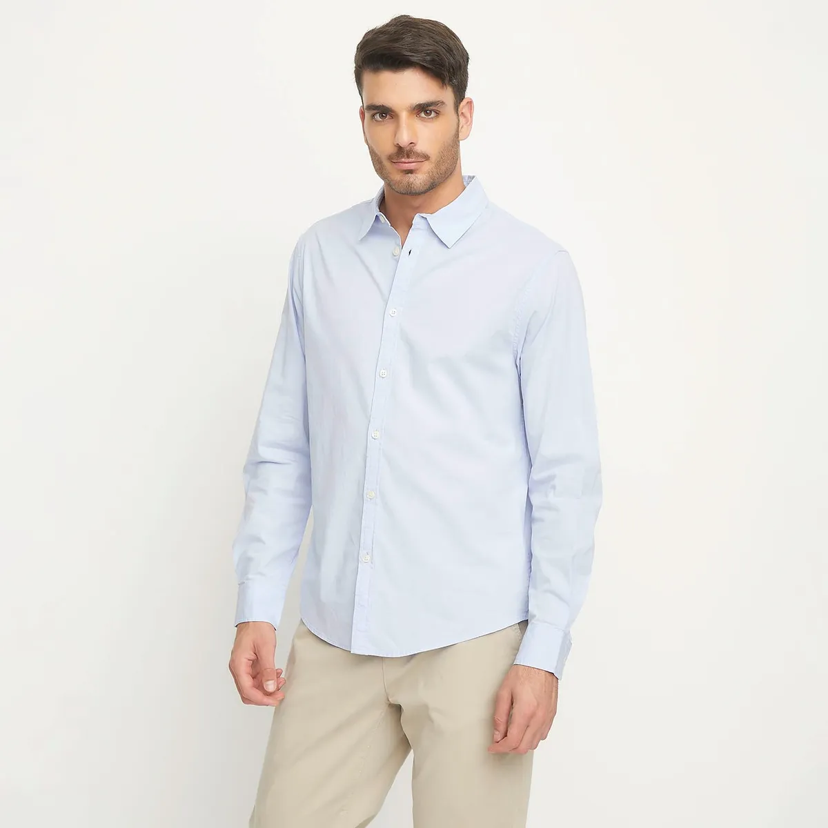 BASEMENT - Camisa Manga Larga Rayas Slim Fit Hombre Basement