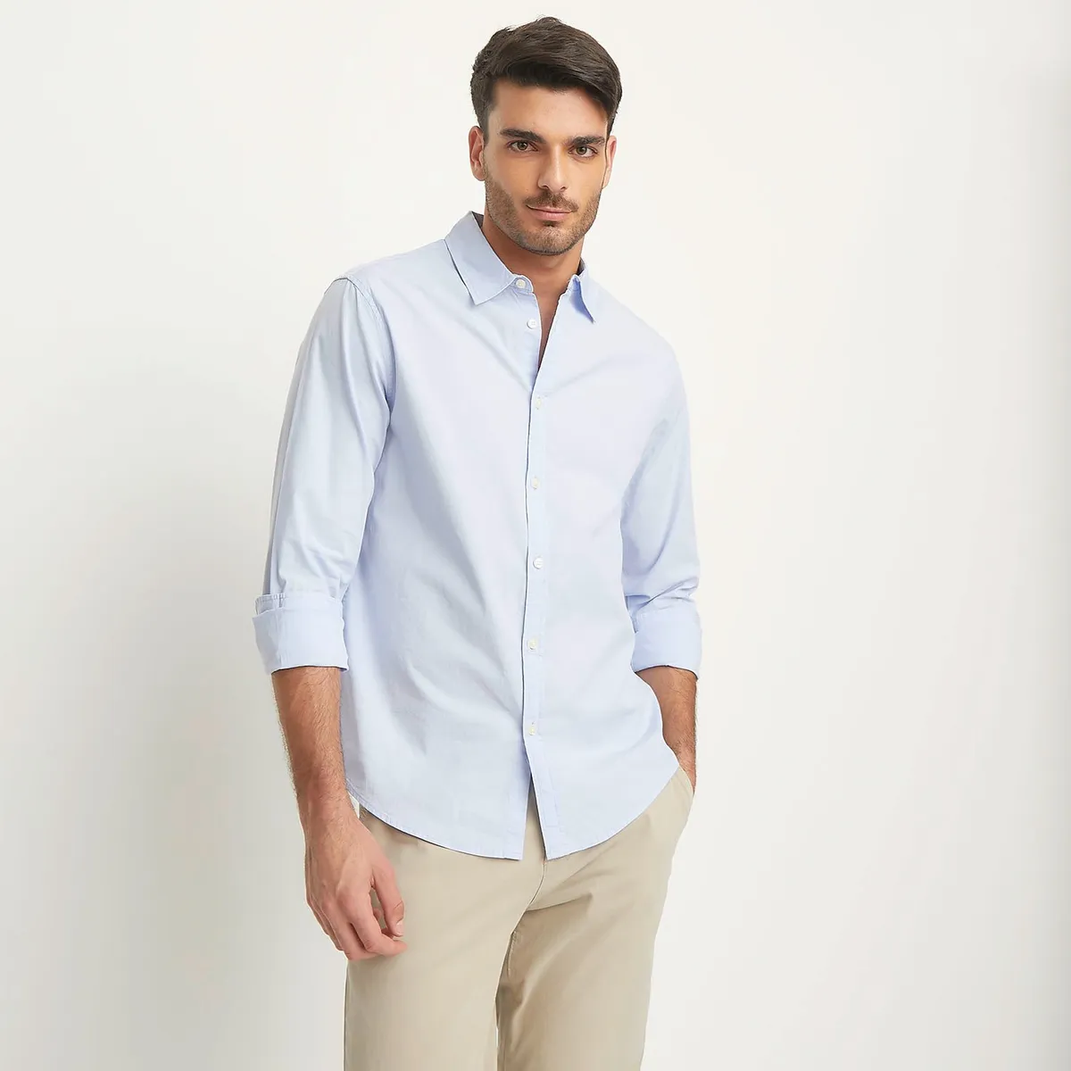 BASEMENT - Camisa Manga Larga Rayas Slim Fit Hombre Basement