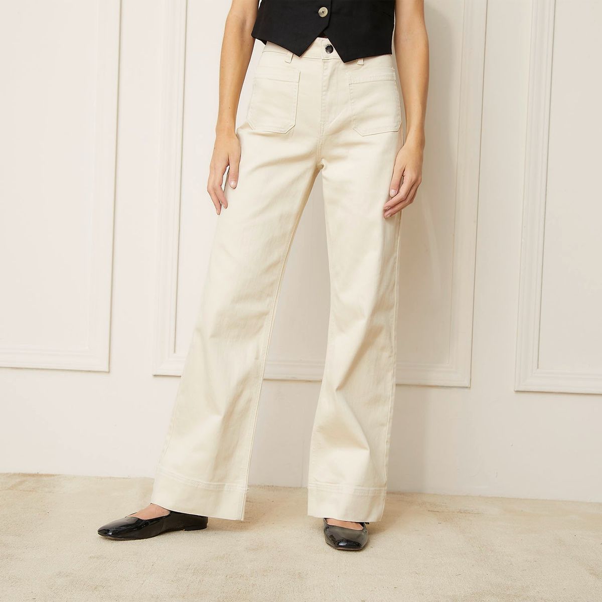 BASEMENT - Jeans Wide Leg Basement Mujer Algodón Tiro Alto Casual