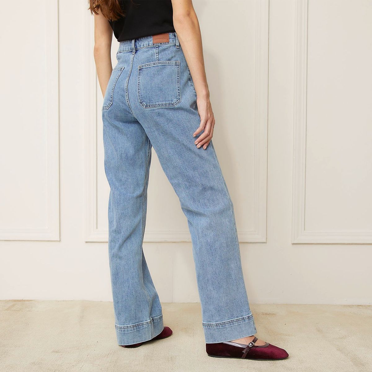 BASEMENT - Jeans Wide Leg Basement Mujer Algodón Tiro Alto Casual