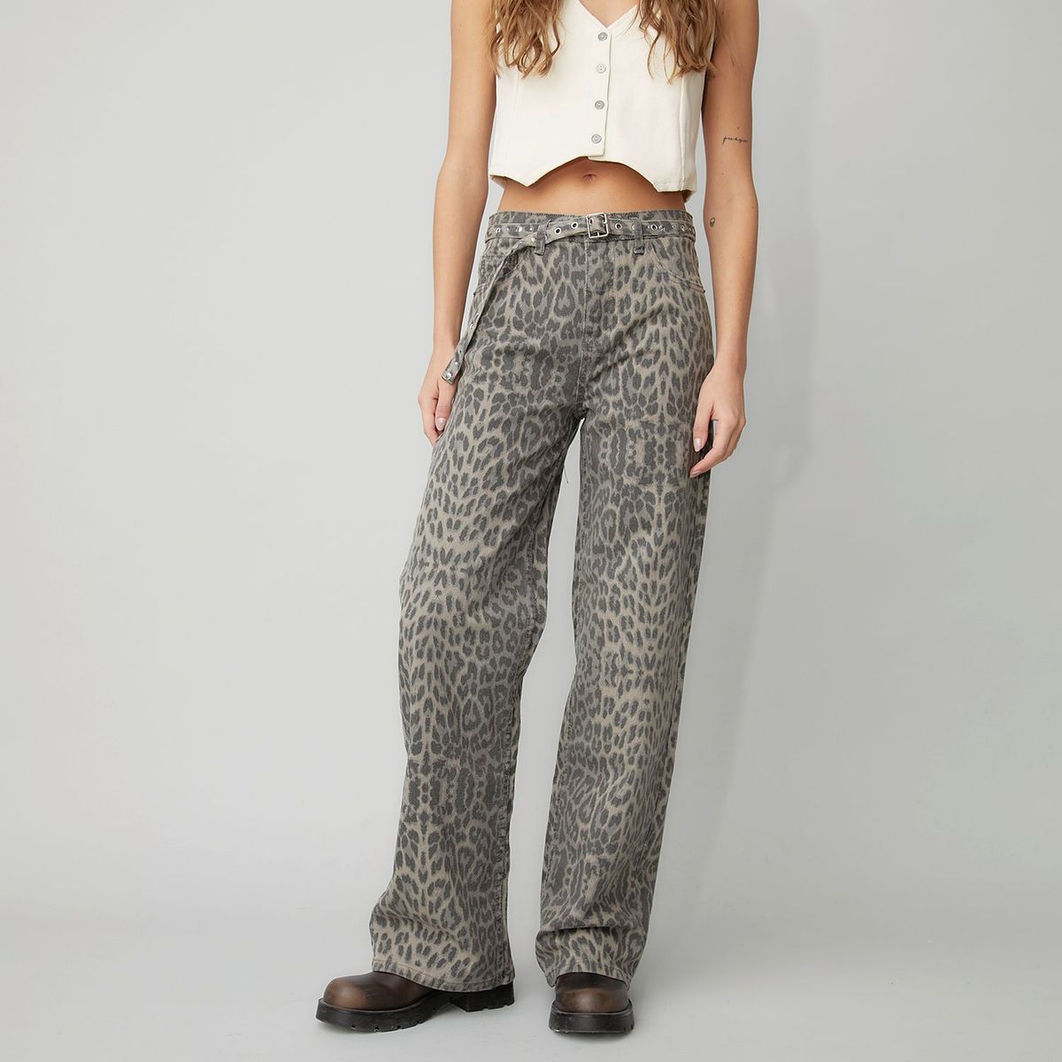 DENIMLAB - Jeans Denimlab Wide Leg Tiro Medio Mujer Algodón Elastano