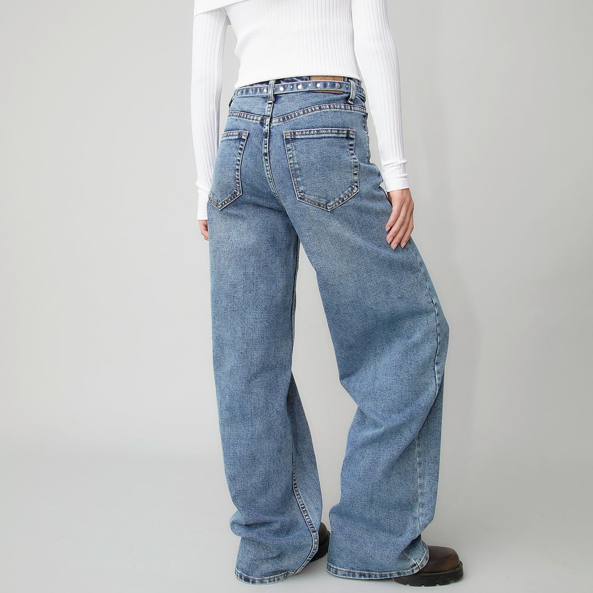 DENIMLAB - Jeans Denimlab Wide Leg Tiro Medio Mujer Algodón Elastano