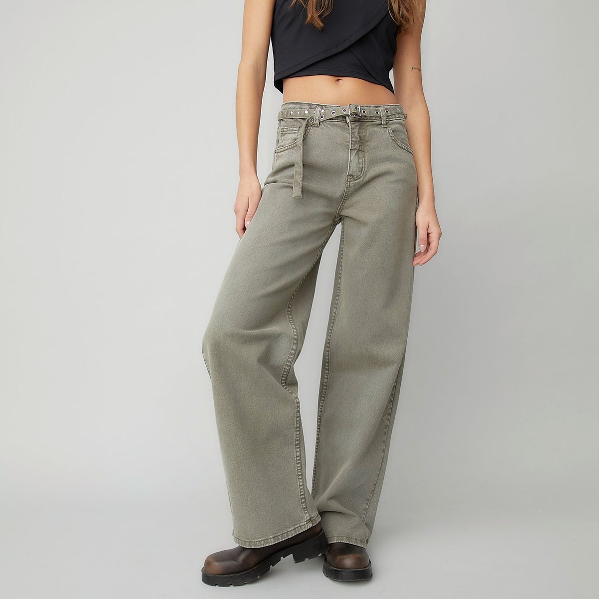 DENIMLAB - Jeans Denimlab Wide Leg Tiro Medio Mujer Algodón Elastano