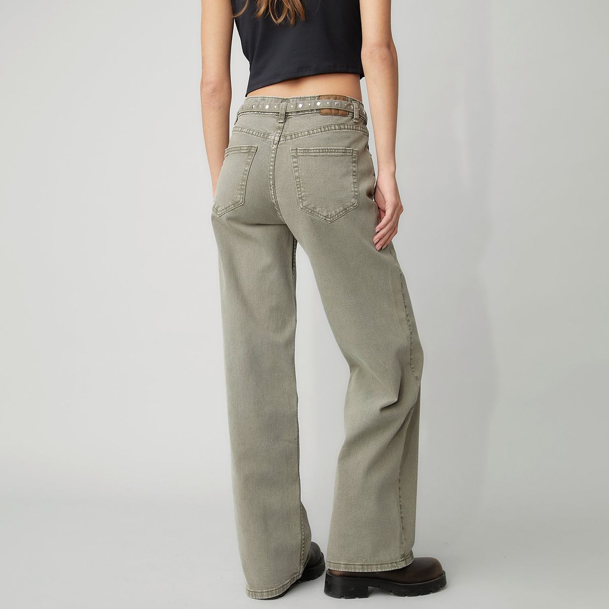 DENIMLAB - Jeans Denimlab Wide Leg Tiro Medio Mujer Algodón Elastano