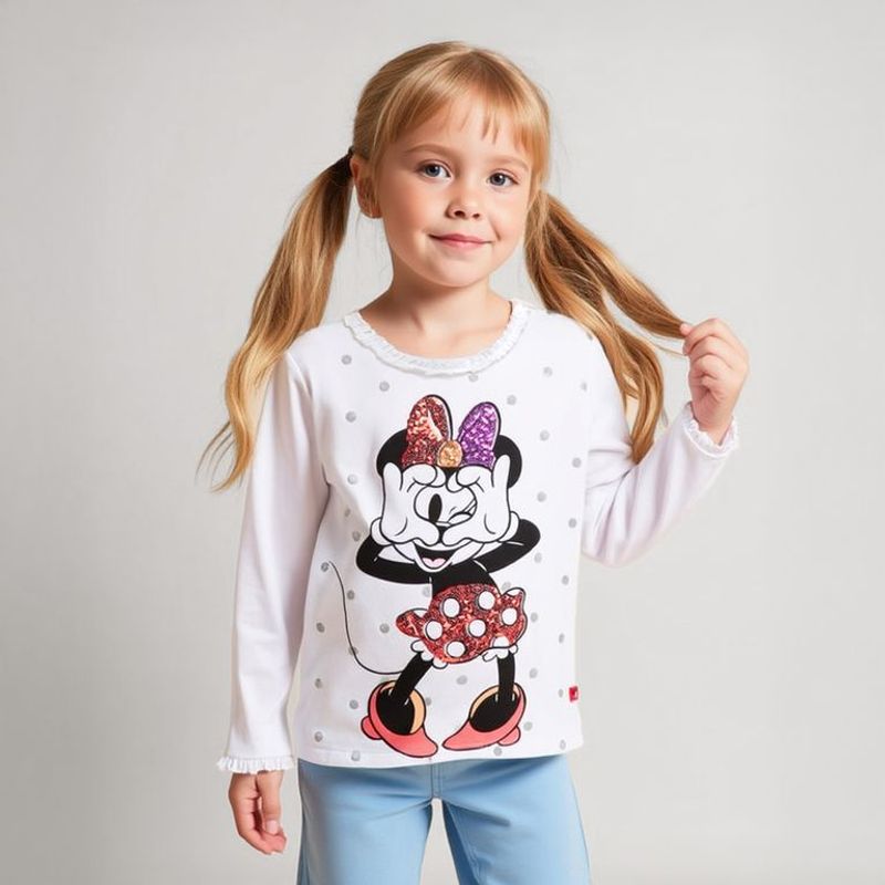 MINNIE - Polo Niña Manga Larga Algodón Minnie