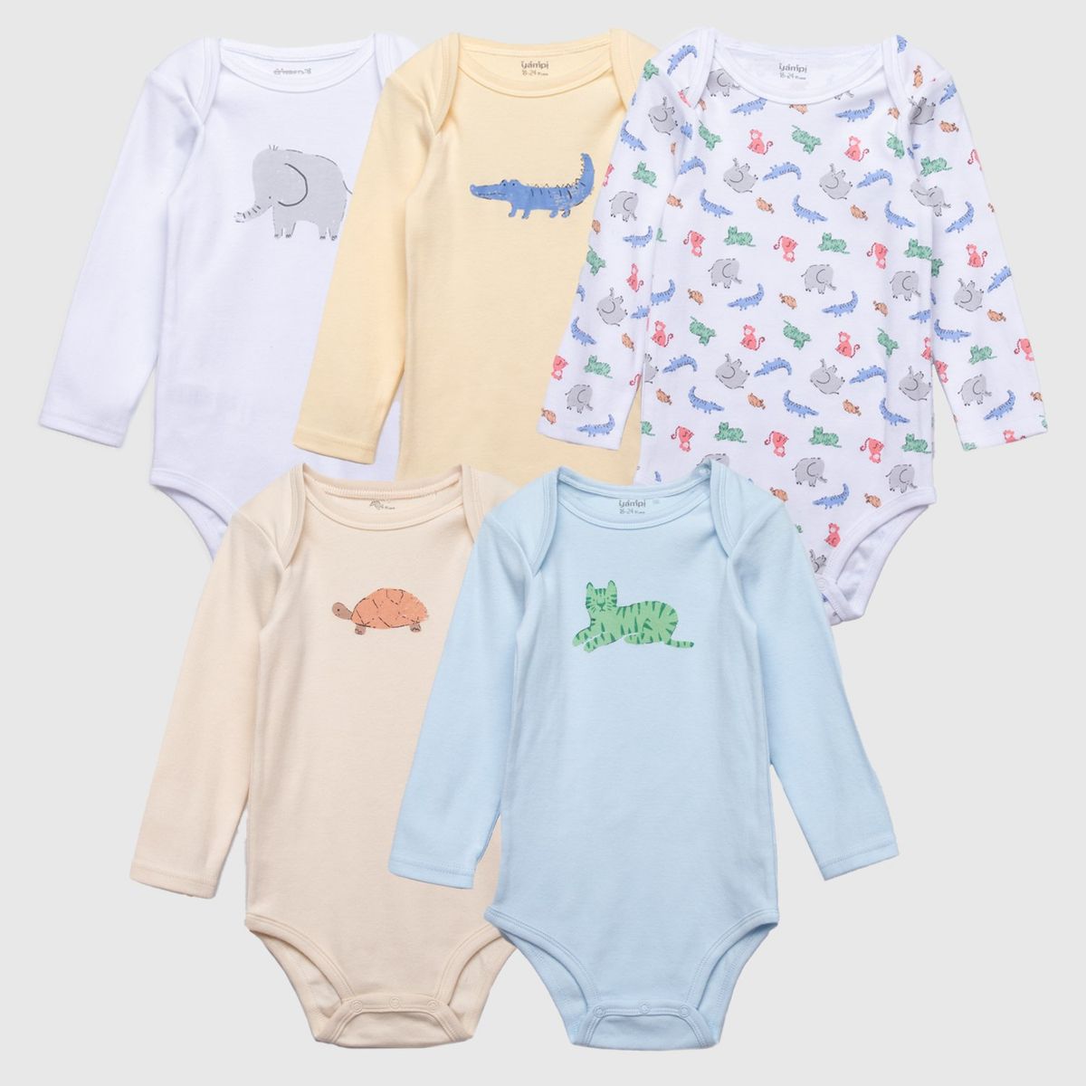 YAMP - Body Bebé Niño Manga Larga Pack X5 Algodón Yamp