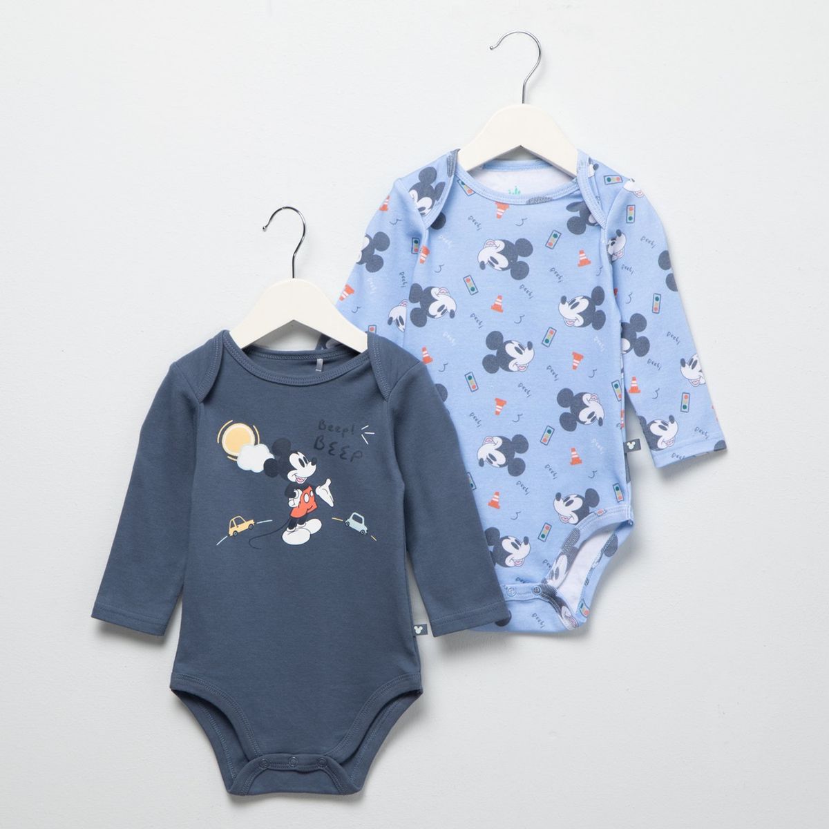 DISNEY - Body Bebé Niño Pack X2 Algodón Mickey Mouse
